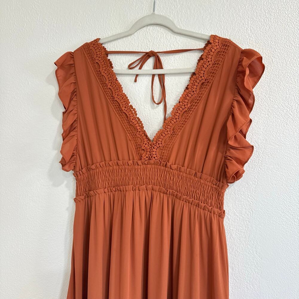 NWT Baltic Born Jasmine Rust Orange Ruffle Tiered Boho Maxi Dress Size XXL - Picture 3 of 9